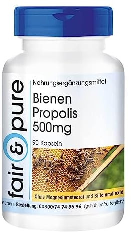 Fair & Pure® - Propoli 500mg - Ricco di flavonoidi e proantocianidine - Capsule di propoli - 90 Capsule