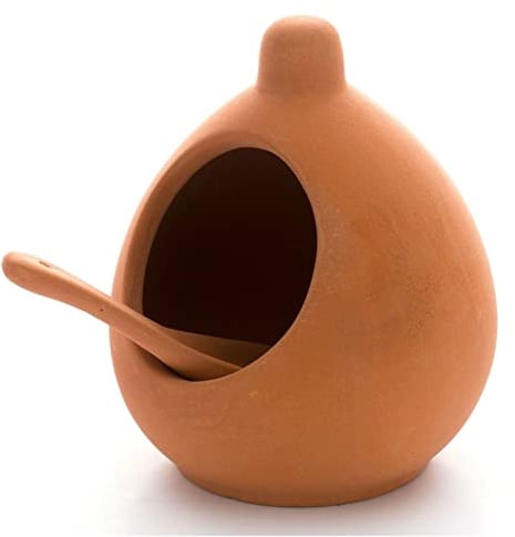 Dexam 17851107 Salt Cellar and Spoon Set in Terracotta, Brown