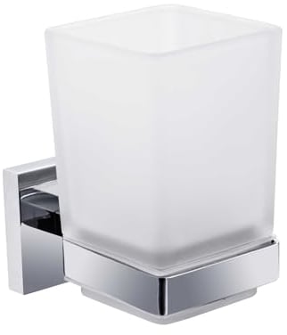 iBathUK Modern Chrome Toothbrush Holder Wall Mount Tumbler Square Bathroom Accessory ACC119