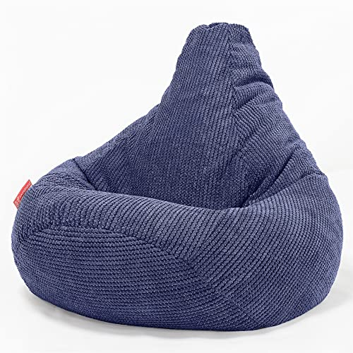 Lounge Pug Pouf Poire Gamer Texturé Gaufré Pom Pom - Facilement Transportable, Assise Confortable, Pouf Salon, Adulte, Chambre Ado - Violet