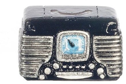 Melody Jane Puppenhaus Schwarz 1950's Retro Radio Miniatur 1:12 Maßstab Zubehör