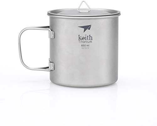 Keith 300 ml / 900 ml Titan Tasse Outdoor Geschirr Camping Reisen Faltbare Griff Tasse (650ml)