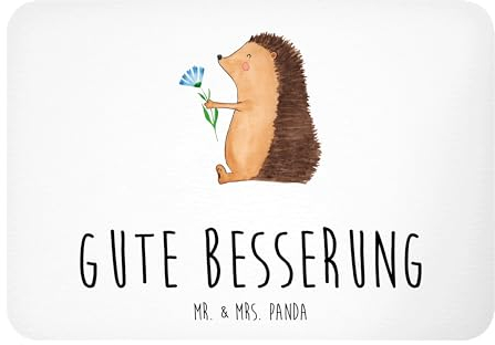 Mr. & Mrs. Panda Magnet Igel Blumen - Geschenk, Gute Besserung, Dekomagnet, Souvenir Magnet, Kühlschrankmagnet, Tiere, krank, Gute Laune,