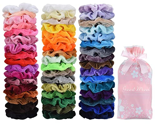 50 Stücke Scrunchies Samt, Bunte Haargummis Elastische Haarbänder Gummibänder für Mädchen Damen Pferdeschwanz Haarschmuck