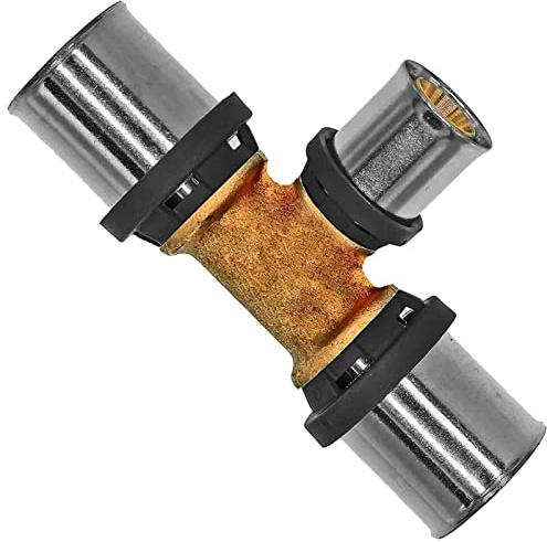 MegaHaustechnik T-Stück Mittenabgang reduziert Pressfitting aus Messing für Mehrschichtverbundrohr 32x3 26x3 32x3 mm Außendurchmesser x Wandstärke Trinkwasser geeignet TH U Profil Kontur