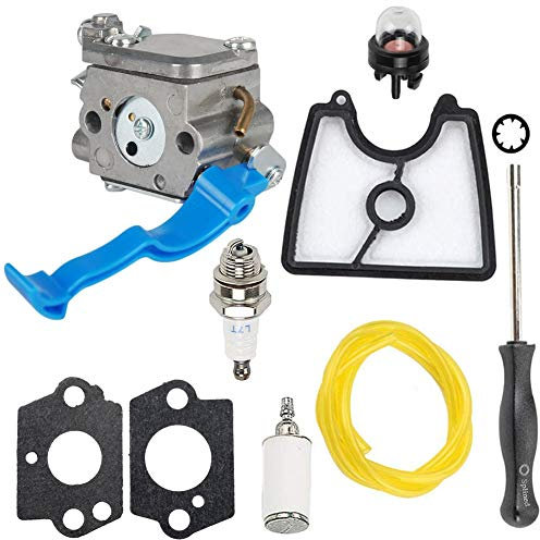 Carkio Carburetor Carb Gasket Primer Bulb Air Fuel Filter Line Spark Plug Screwdriver Compatible with Husqvarna 125B 125BX 125BVX Leaf Blower 590460102 C1Q-W37