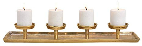 Wurm Adventsgesteck, Kerzenhalter 4er aus Metall Gold (B/H/T) 57x8x13cm