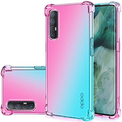 Jhxtech Schutzhülle für Oppo Find X2 Neo, Transparente süße Verlauf Handyhülle, Schlankes, kratzfestes Flexibles TPU Hülle, stoßfeste Schutzhülle für Oppo Find X2 Neo rosa/grün