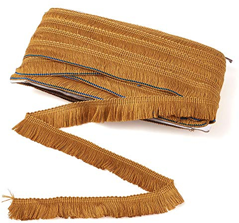 Beadthoven Fransenborte, 2,5 cm, 25 m, Polyesterfaser, Spitzenband zum Nähen, Quilten, Heimwerken, Heimdekoration, DarkGoldenrod