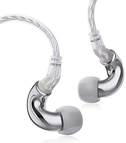 WGZBLON Mini-In-Ear-Monitor, 6 mm leichte Membran, dynamischer Treiber, HiFi-Kopfhörer, echter Klang, High-Definition-Auflösung, hervorragende Reduzierleistung, Lautsprecher (ohne Mikrofon, Silber)