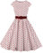 AXOE Femme Robe Vintage Années 50 Tissu Coton Respirant Coupe A-Line Ceinture Amovible Col Bateau Blanche à Pois Rouge, Taille 44, XL