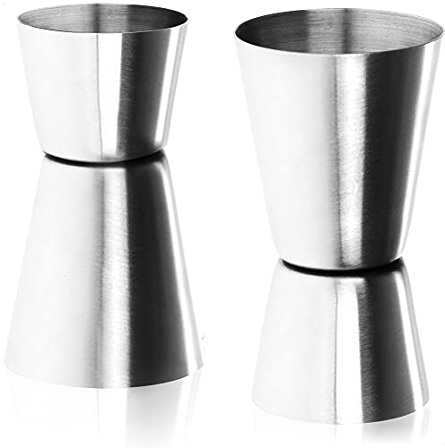 COM-FOUR® 2x tasses à mesurer en acier - mesure de bar pour spiritueux et cocktails - tasses à mesurer pour bar et cuisine - mesure et dosage (Tasse à mesurer - 2 pièces, couleur argent)