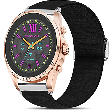 Lamshaw Compatible for Michael Kors Gen 6 Band, Scrunchie Elastic Replacement Strap for MK Gen 6 Bradshaw 2021 (Black, 16mm)