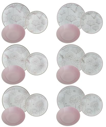 Henriette Servizio Piatti da Tavola 18 Pezzi ARIA Rosa