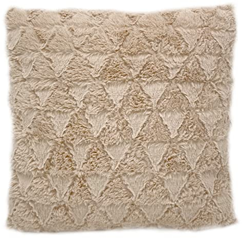 Knüllermarkt 34144 I Deko Fell Kissen beige ca. 40 x 40 cm I Heimdeko kuschelig I Bett Sofa-Kissen Wohnzimmer Schlafzimmer Kinderzimmer