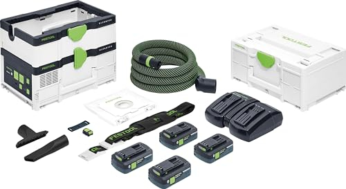 Festool Akku-Absaugmobil CTMC SYS HPC 4,0 I-Plus CLEANTEC (mit Hauptfilter, Filtersack, Saugschlauch mit Winkeldrehausgleich, Polsterdüse, Fugendüse, Tragegurt, Fernbedienung, Energie-Set SYS 18V)
