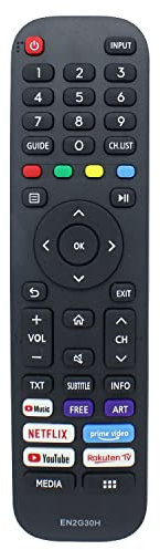 EN2G30H Télécommande de rechange pour Hisense Smart TV 43A7300F 43A7340F 43AE7210F 43A7500F 50A7300F 50A7340F 50AE7210F 50A7500F 55A7300F 55A7320F 55A73 40F 55A7E7210F 55A7500F 65A7300F 65A7320F