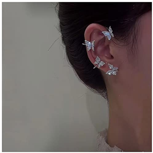 Cimenexe Böhmische Cz Schmetterling Manschette Wrap Ohrring - Silber Ohr Climber Mit Kristall - Knorpel Manschette Schmuck Für Rechts