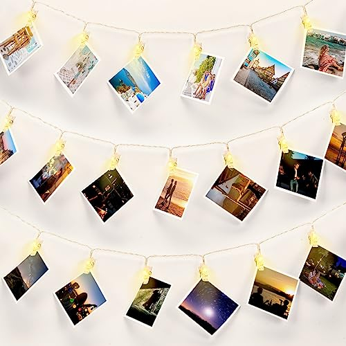 LIHAO Colgar Fotos de Luces, 5m 50LED Foto Clip Plástico Cadena Luz Cálida, para Decoración, Habitaciones, Bodas, Cumpleaños, etc.