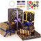 Bigqin Geschenkpapier Geburtstag, 6 Blätter 50 x 70 cm Geschenkpapier Schwarz Gold Geschenkverpackung Set mit Band Aufkleber Doppelseitigem Klebeband