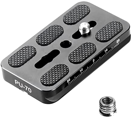 Manbily Kamera Schnellwechselplatte Quick Release Plate Kugelkopf 1/4 Zoll - 3/8 Zoll Schraube Universelle Metall Arca-Swiss Schnellkupplungsplatte Stativ Adapter Halterung Platte für DSLR Kamera 70mm