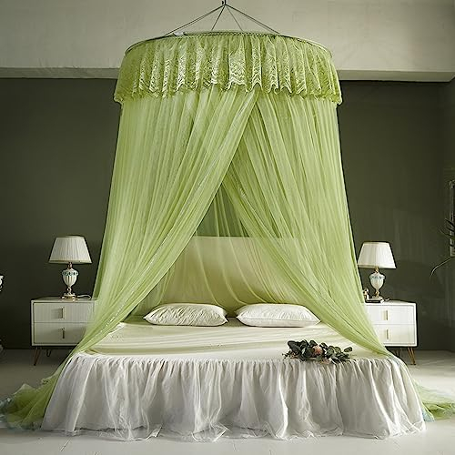 Eljeczt Moskitonetz Bett Baldachin Pop Up Groß Betthimmel Doppelbett Mückennetz Bett Spitzen-Betthimmel Moskitonetz Dekoratives Prinzessin Zelt Kinderzimmer Hängevorhang Und Leseecke, Green