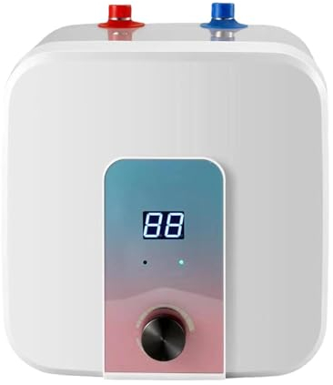 Billg Calentador de Agua Electrico 8 litros 1500W Calentador de Agua Electrico Instantaneo Pantalla Digital Termo Electrico El Ahorro de Energía Calentador Agua Instantaneo 29.5 * 29.5 * 29.5cm