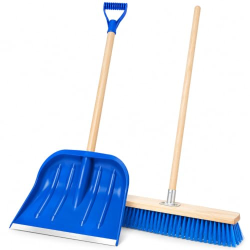 BAUSTER® 2-Teiliges Gehwegreinigungsset Schneeentfernung Kit mit Schneeschaufel und Besen 50cm mit Stiel, Winterdienst-Set für effiziente Reinigung Schneeset für Schnee- und Eisentfernung