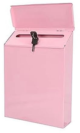 Doumneou Wandbriefkasten Wandsammelbox Bauernhaus Briefkasten + Schlüssel geeignet für Home Office Pink