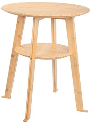 KaMel GmbH Beistelltisch aus Bambus-Holz mit Qi Ladestation für Handys, max 10 Watt ohne Netzteil, rund oder eckig, ca. 48 cm hoch (rund)
