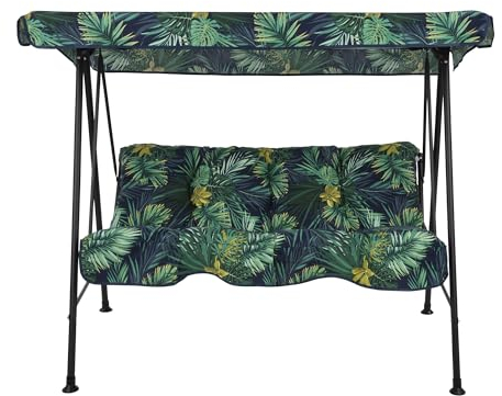 PATIO Hollywoodschaukel klein Balkon Tora Sitzfläche 138 cm mit Auflagen verstellbares Sonnendach bis 250 kg belastbar Pflanzenmuster