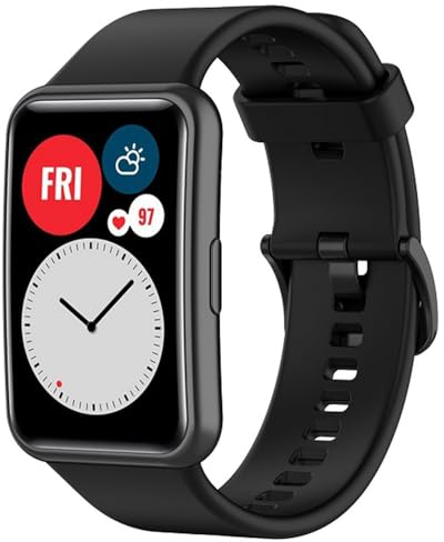 Silikon Armband für Huawei Watch Fit/Watch Fit New, Sport Armbänder Uhrenarmband, Ersatzarmband für Huawei Watch Fit Elegant/Watch Fit Special Edition (Black)