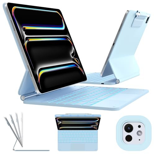 typecase Custodia per tastiera per iPad Pro 13 (M4) 2024, tastiera magica con retroilluminazione a 11 colori per iPad Pro 13, custodia per tastiera con portamatite, trackpad multi-touch, supporto