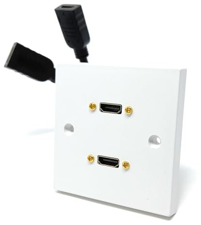 HDMI 2.0 4K Wall Plate Faceplate with 15cm Pigtail Extension Cable, Single Gang (Dual Port)