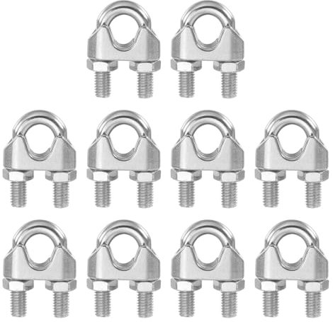 PATIKIL 3/8 Inch M10 Wire Rope Clamp Clip, 10 Pcs 304 Stainless Steel U Bolt Saddle Fastener for Rigging Rope, Wire and Cable