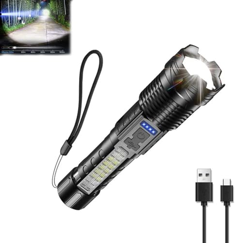 Observatioy Rechargeable Outdoor Lighting - White Laser Flashlight with Cob Warning Side Work Light