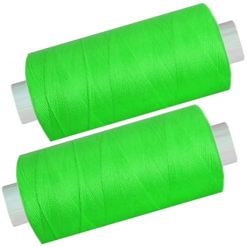 2 Spulen a. 500 m Nähgarn/Syngarn neon - grün, Garn Nähfaden Polyester für die Nähmaschine, (0,06 € /10 m), 0475-12