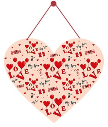 Freunde Geschenke Türdekoration, entzückendes Valentinstag-Herz, Holztürschild für glückliche Paare, für Festival-Dekoration B Namaste Bild Mit Rahmen (A, One Size)