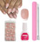 Faux Ongles Français, 120Pcs Court Amande Façonné French Press on Nails, Gel pour Faux Ongles Capsules, Faux Ongles à Coller Courts, Flase Nail Français X-Coat Tips Avec Pré-appliqué DIY Nail Art