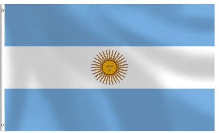 Bandera de Argentina de 3 x 5 pies, resistente, doble costura, color vivo, a prueba de decoloración, decoración al aire libre con ojales de latón (Argentina)