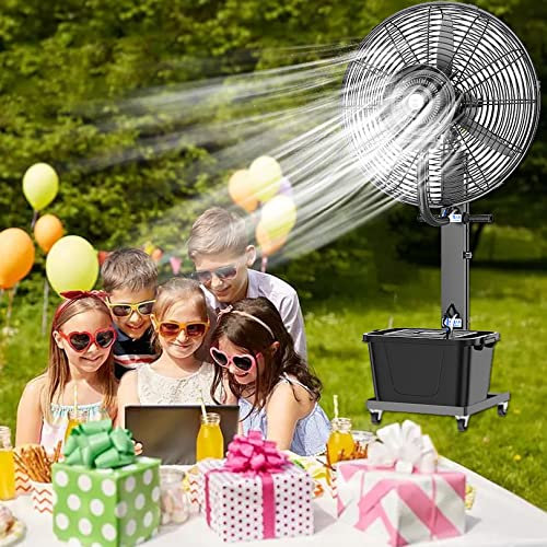 WANGXLGD Oscillating Pedestal Misting Fan, Outdoor Fan with Mister, Standing Mister for Outside Patio, 3 Cooling Speeds, 12 Gallon Tank (Black)