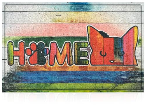 JJUUYOU Fußmatte außen und innen, rutschfeste Schmutzfangmatte Türmatte, waschbar Fussmatte aussen für Haustür, Eingangsbereich, Garten 45x75cm,Colorful