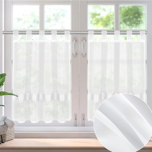 HWSWSH Visillo de Cocina Corto Cortinas Media Ventana 90x60cm Cortinas Ventanas Cortas Cortinas Cortas para Ventanas Cortinas de Cocina Modernas Deja Pasar la luz da Privacidad (2pcs)