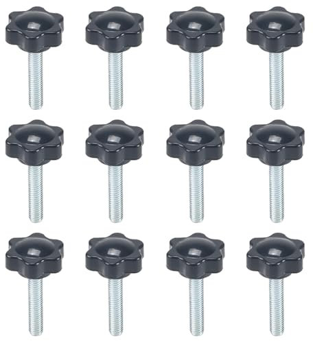 KINDPMA 12 Tornillos de Cabeza Moleteada de Plástico en Forma de Estrella M6 x 30 mm con Mango, Tornillos de Cabeza de Estrella para Máquinas Herramientas, Equipos Mecánicos, Decoración de Muebles