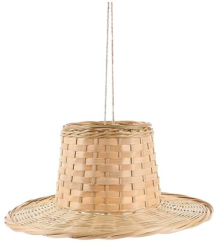 CHILDWEET Gewebter -lampenschirm Für Pendelleuchten Hutförmig Mit Geflochtener Bambusabdeckung Zum Mildernden Helles Licht Leicht Und Installieren