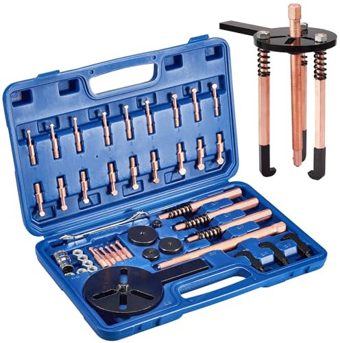 Gedlex 38-in-1 Lagerabzieher Set, Dreiarm Innenlager Abzieher Werkzeug, Kugellager Innenabzieher mit 6 Größen von Rotem Stahl Abziehköpfe, Radlager Abzieher mit 3 Gebogenen Haken