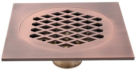 Quadratischer Duschablauf aus Messing mit abnehmbarem Abdeckgitter – 6 Zoll Bodenabtropffläche für Küche, Waschraum, Garage, Keller – inklusive Haarsieb