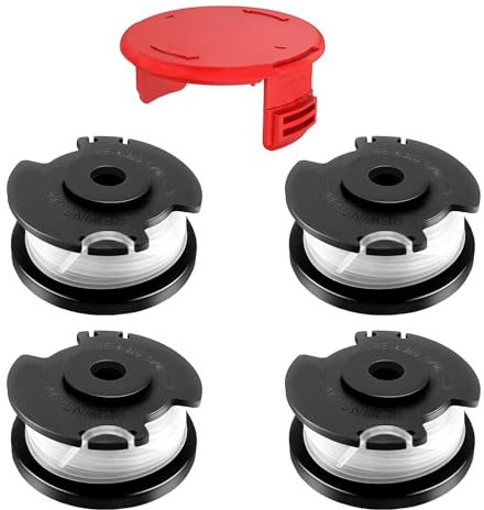 CHIHOLEN 4 Stück Rasentrimmer Fadenspule Kompatibel Mit Einhell TLE-03,Ersatzfadenspule für Einhell GE-CT 18/28 Li, GE-CT 18/28 Li TC, GE-CT 18/260 Li, Ø1,6mm 4,9m(4 Spule+1 Kappe)