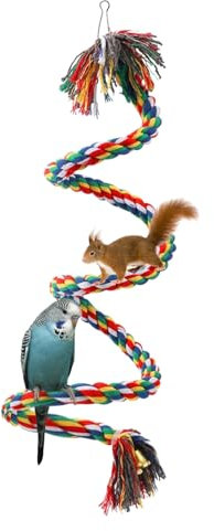 Parrot Perch, 100cm Parrot Stand Colorful Bird Climbing Parrot Stand Toys Bird Spiral Rope Perch for Parrot/Parakeet/Cockatiel Bungee