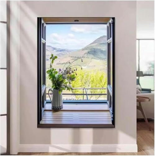 ZXDTVFGN Decorazione murale 3D, sculture artistiche sospese con Luce a LED, murale con finestre finte Illuminate, Vista della Finestra ZXDTVFGNs Lampada da Pittura/1